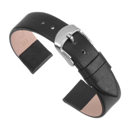uxcell Black Genuine Leather Band 14mm Width, Flat Thin Elegant Leather Watch Strap for Women