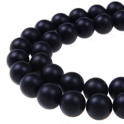 PLTbeads Natural Gemstone Loose Beads Matte Approxi 15.5 inch DIY Bracelet Necklace for Jewelry Making (6mm, Matte Black Onyx)