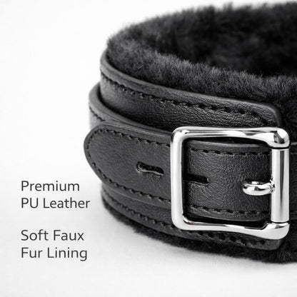 AUEDIRSN Leather Choker Necklace for Women, Gothic PU Leather Collar with Soft Faux Fur Lining, Adjustable Fashion Choker with Metal Buckle for Cosplay, Punk Style & Daily Wear (Black)