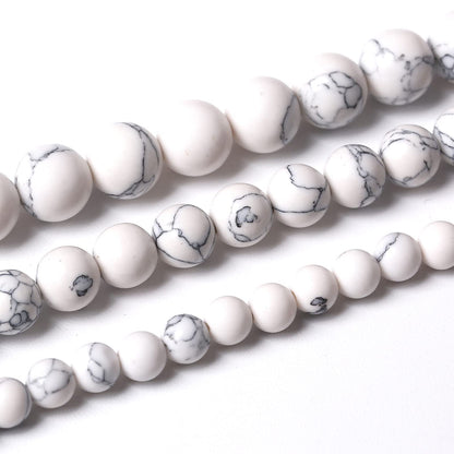 36PCS 10MM White Howlite Turquoises Round Loose Beads Natural Gemstone Beads for Jewelry Making DIY Bracelet Necklace 15"