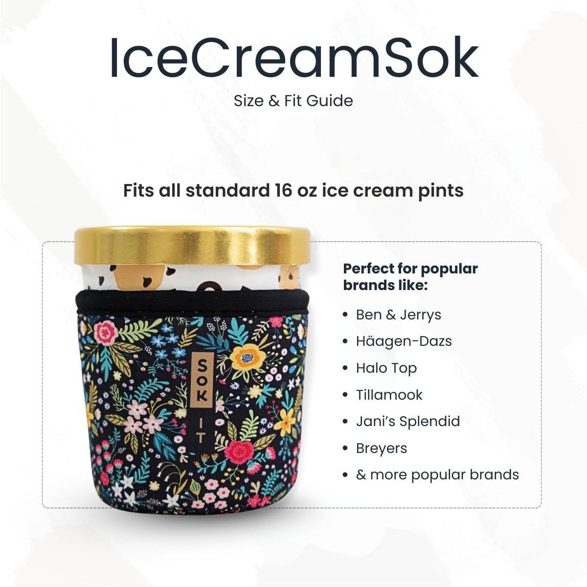 Sok It IceCreamSok Insulated Neoprene Cover (Material Ghoul, Tapered Ice Cream Pints)