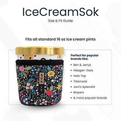 Sok It IceCreamSok Insulated Neoprene Cover (Material Ghoul, Tapered Ice Cream Pints)