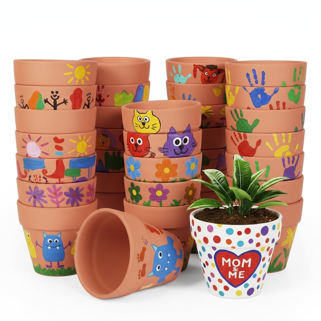 YESIACE 24 Pack 4 Inches Terracotta Plant Pots, Terra Cotta Planter with Drainage Holes, Perfect for Planting, Painting, Weddings and Parties (4inch/Original Color)