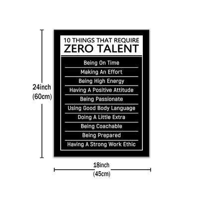 DINGFUN Inspirational Posters for Classroom 10 Things That Require Zero Talent Quote Canvas Wall Art Framed Growth Mindset Decor for School Teacher Office Student Guidance, 24x18 Inch