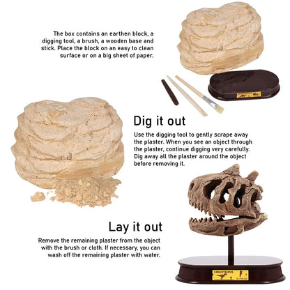 ArtCreativity Dinosaur Excavation Kit for Kids, Carnotaurus Skull Excavating Set with Fossil Digging Tools and Stand, Fun Science Activity Toy, Educational Dinosaur Gift for Boys and Girls
