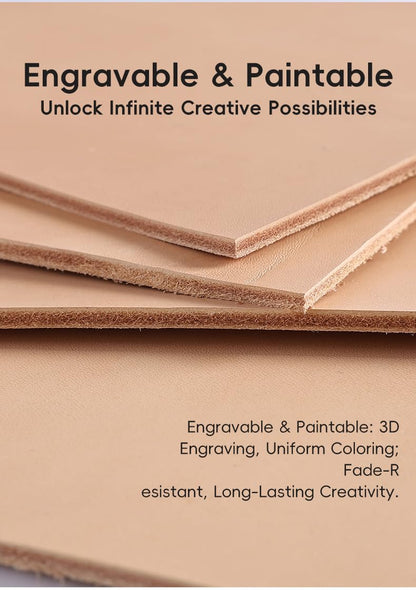 Vegetable Tanned Leather Sheet, Natural Veg Tan Top Grain Cowhide for Tooling, Carving, Stamping, Dyeing and Leathercraft, 1 Piece (1.7-2.0mm,12 * 12 inch)
