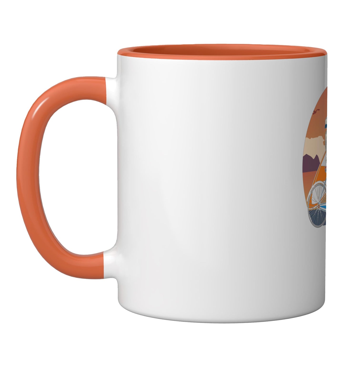 Skeleton Surfing Halloween Hawaii Hawaiian Men Women Surfer Ceramic Mug, Orange/White