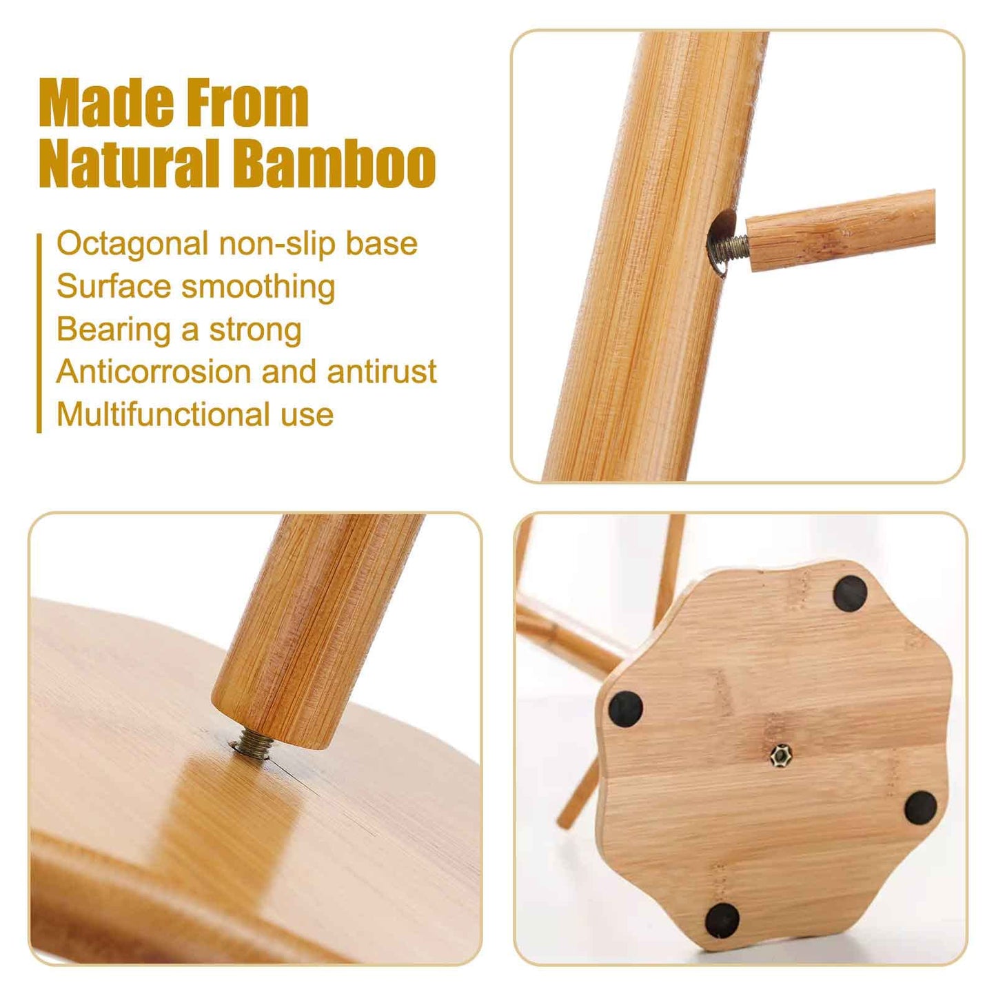 Gihunk Bamboo Countertop Mug Tree Stand with 6 Hooks, Octagon Base Coffee Cup Tree