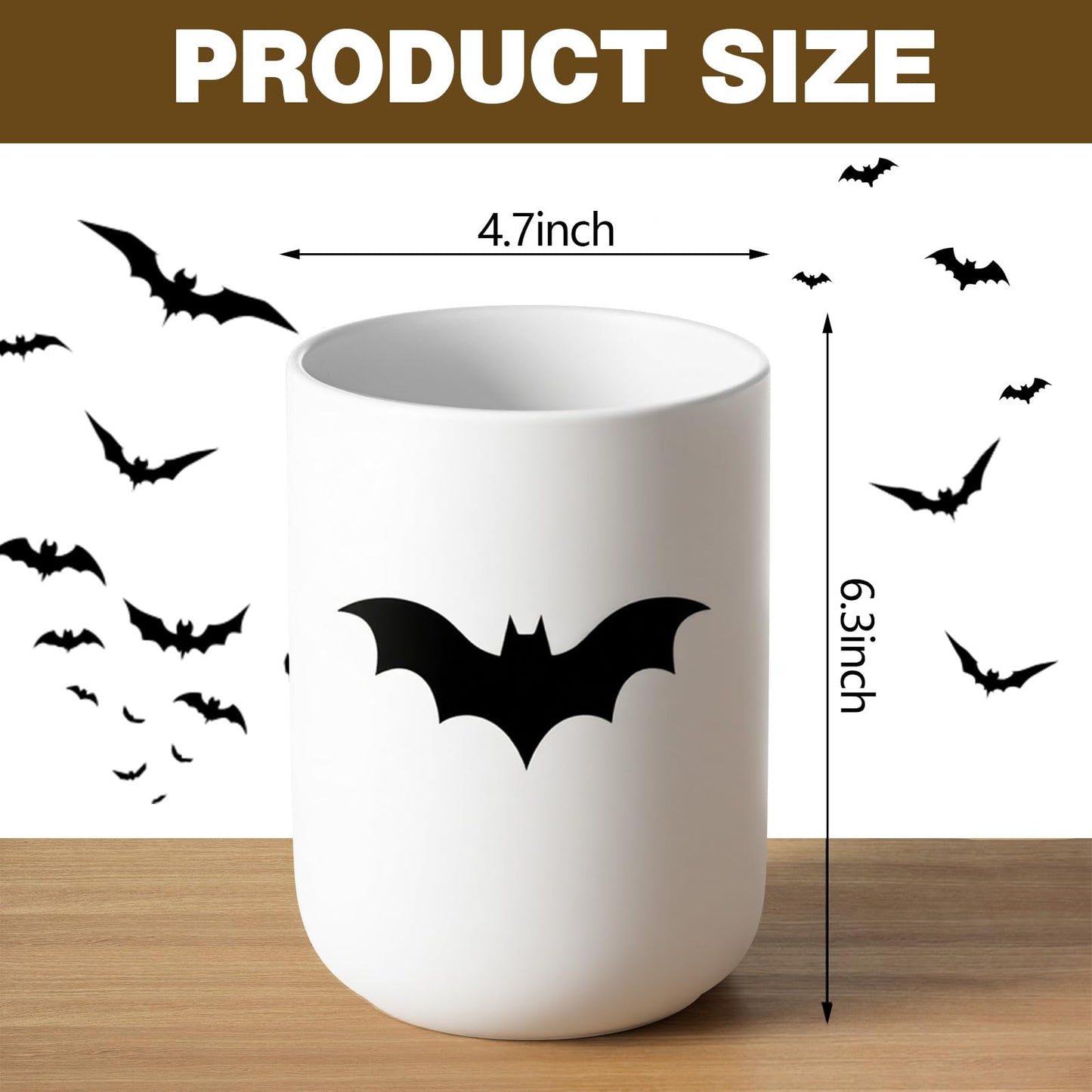 Sawysine Gothic Bat Ceramic Utensil Holder Christmas Kitchen Crock Storage Accessories Decoration for Home Farmhouse Kitchen Countertop Storage Organizer Container Gifts