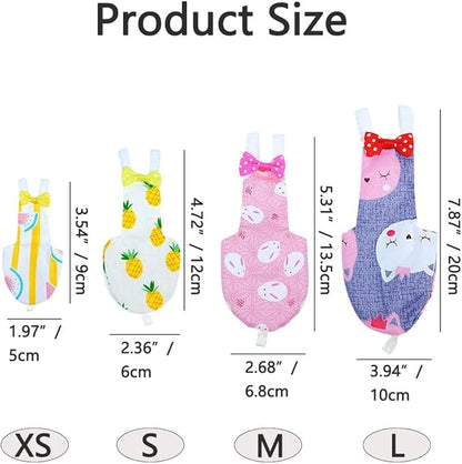 4pcs Bird Diaper Cute Printed Parrots Flight Suit with Bowknot Parrot Nappy Reusable Pigeon Pants Cockatiel Clothes for Parakeet Mini Macaw Budgie Canary - S
