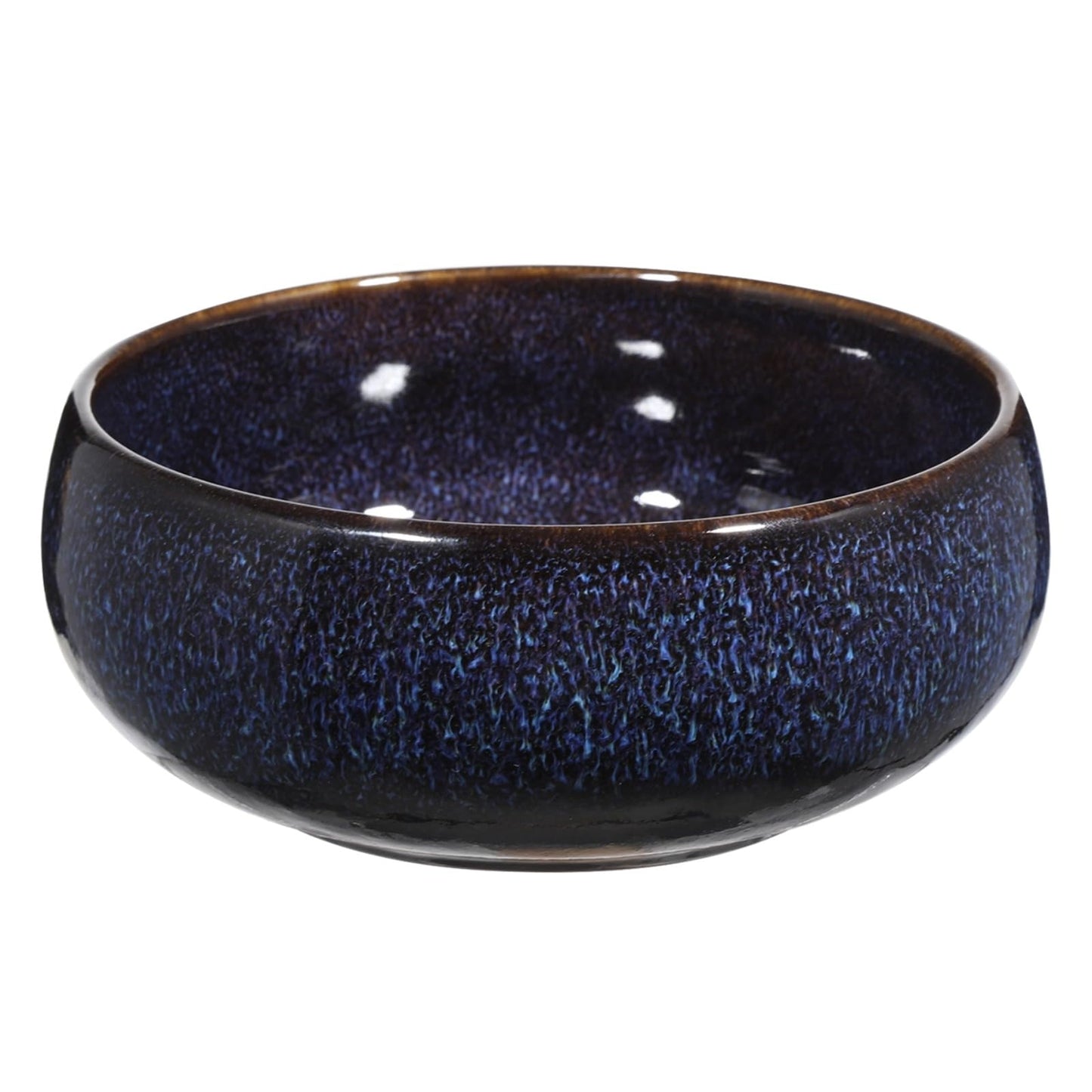 NIMBLOOM Ceramic Lotus Bowl Planter, Shallow Glazed Bonsai Pot for Water Plants, Blue Wide Dish Vase for Lotus Seeds Water Lily, Succulents and Hydroponic Arrangements, Tabletop Decor