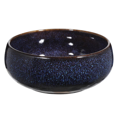 NIMBLOOM Ceramic Lotus Bowl Planter, Shallow Glazed Bonsai Pot for Water Plants, Blue Wide Dish Vase for Lotus Seeds Water Lily, Succulents and Hydroponic Arrangements, Tabletop Decor