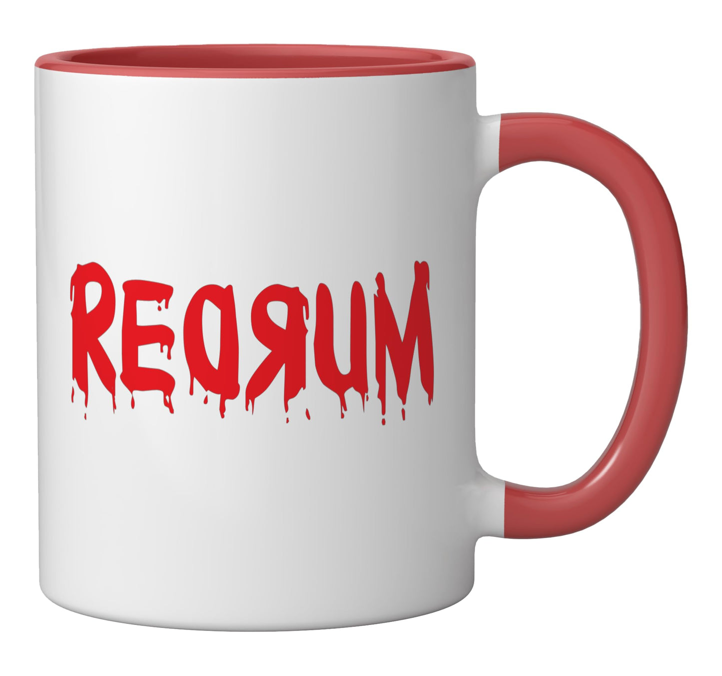 Redrum T Shirt Scary Creepy Bloody Halloween T Shirt Ceramic Mug, Red/White