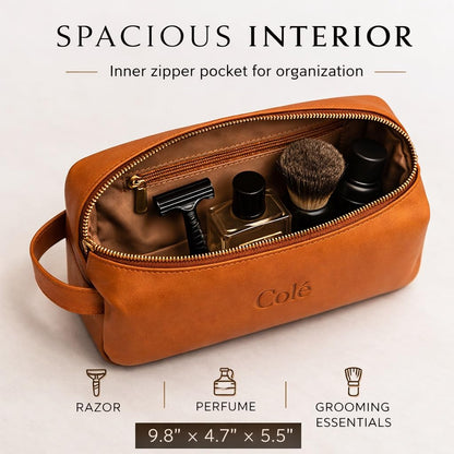 Colé Premium Travel Toiletry Bag Water Resistant, PU Leather, Gift Box, Dust Bag Included.