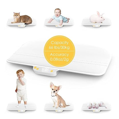 Digital Pet Scale, Baby Scale, Precision0.08oz, Max 30kg/66lbs, Auto-Hold, Integrated Design Without Disassembly, Suitable for Cats, Small Breed Dogs, Infants, and Young Children