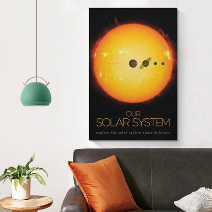 LGDSBHH Minimalist Our Solar System Canvas Wall Art - Educational Space Planet Poster - Science Classroom & Kids Bedroom Decor - 12x18 Inch (Unframed)