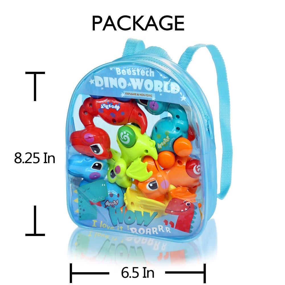 Dinosaur Toys - 6 Pack Wind Up Pull Back for 3-6 Years Old Girls Toddlers Boys, Birthday Party Supplies Favors With Backpack