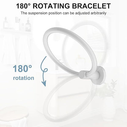 SetSail Towel Holder for Bathroom Wall Screw-in White Towel Ring Stainless Steel Hand Towel Holder Heavy Duty Towel Hanger for Bathrooms