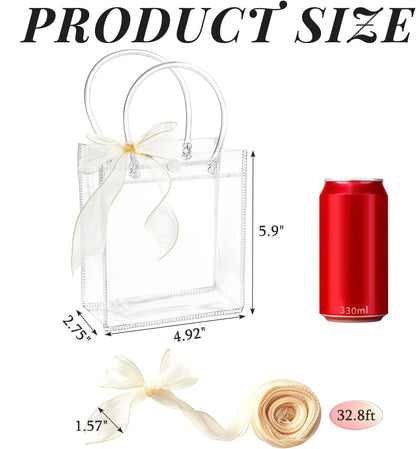 Ohuimrt Clear Plastic Gift Bags with Handles, 50 PCS, 5.9" x 4.92" x 2.75"