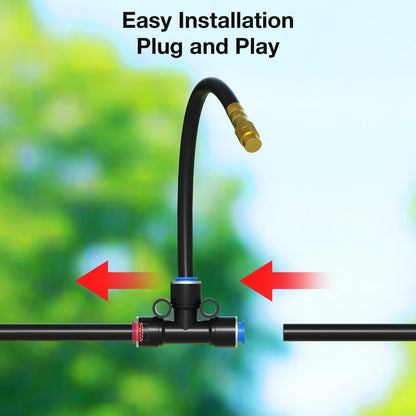 MIXC 1/4" Drip Irrigation System, Adjustable Copper Nozzles (7.8ft Rod Length, 12pcs nozzles and connectors,NO Water Pipe)