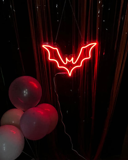 Big Bat Neon Sign for Halloween, 15 * 10 Inch Spooky Vampire Wall Decor & Halloween Decoration –Dimmable Red Bat Sign, Decorative Lighting, Power Adapter Included