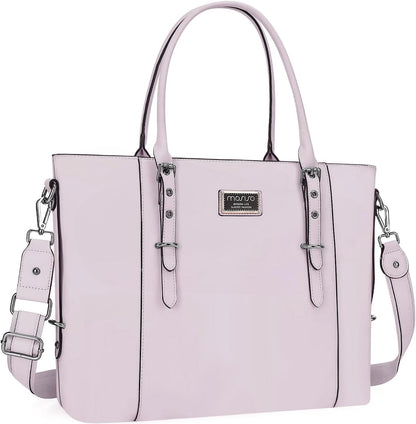 MOSISO PU Leather Laptop Tote Bag for Women, Waterproof Large Capacity Business Work Briefcase Shoulder Laptop Bag