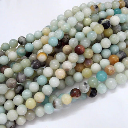 6mm Round Amazonite Stone Beads for Jewelry Making Natural Gemstone Semi Precious Strand 15 Inch(58-60pcs/Strand)