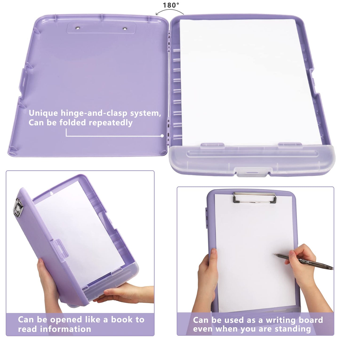 SFLHHDM Clipboard with Storage, Clip Boards 8.5x11, Plastic Clipboard with Pen Holder, Purple Clipboards, Clip Board Folder for Women Teachers Work, School & Office Supplies