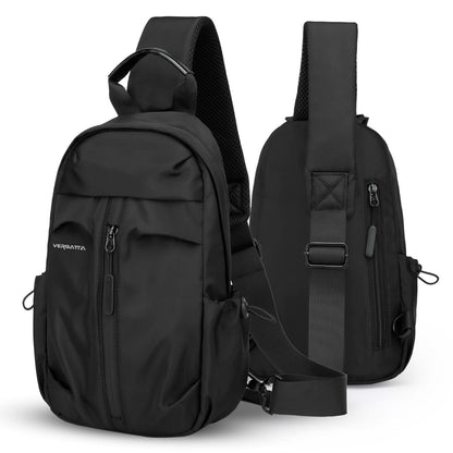 VERSATTA Small Sling Crossbody Backpack with RFID Pocket, Adjustable Shoulder Bag for Men Women, Lightweight One Strap Backpack for Hiking, Mini Travel Crossbody Bags for Women Chest Bag with USB Port