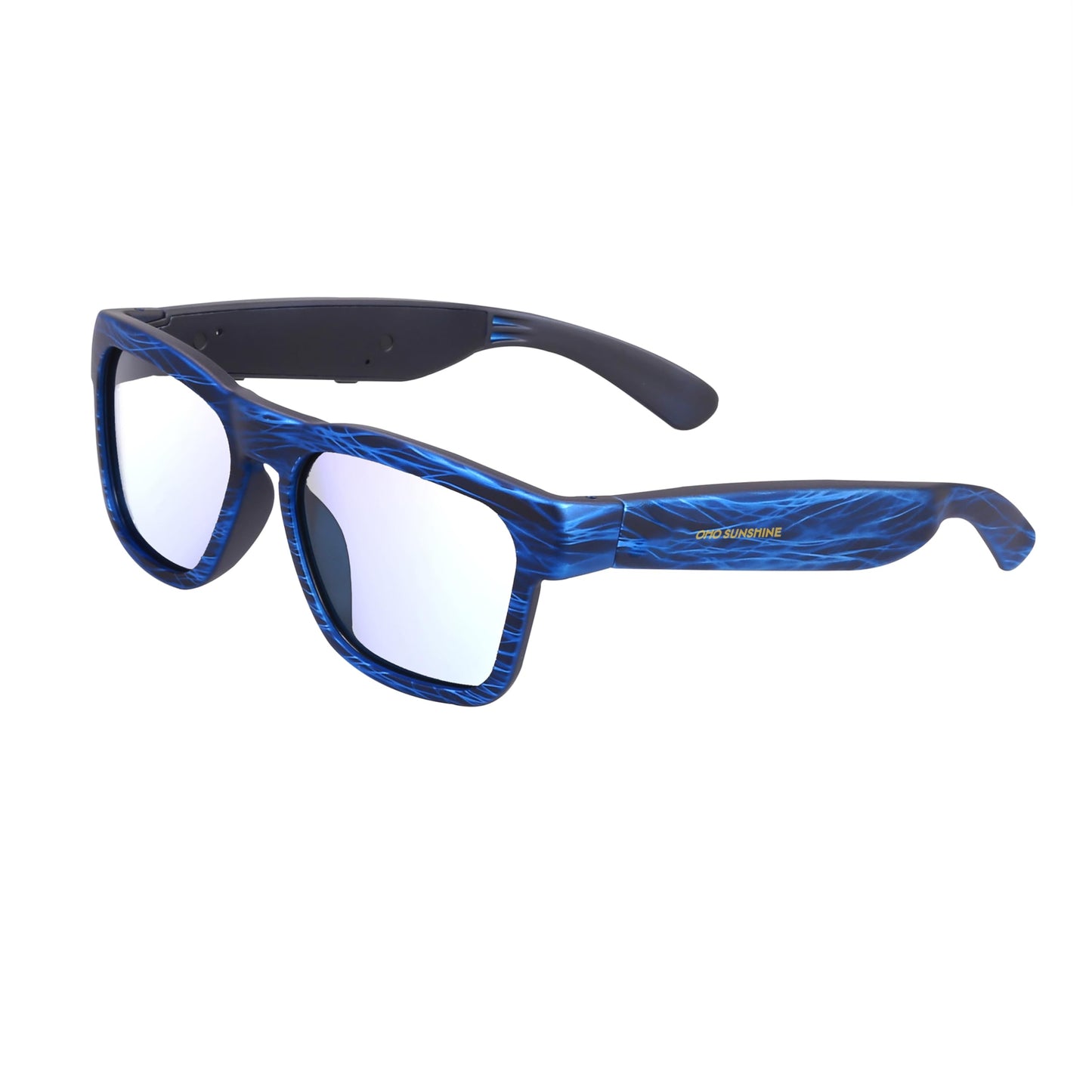 OhO Smart Glasses,Polarized Sunglasses with Bluetooth Speaker,Athletic/Outdoor UV Protection and Voice Control,Unisex(Mirror Blue Lens)