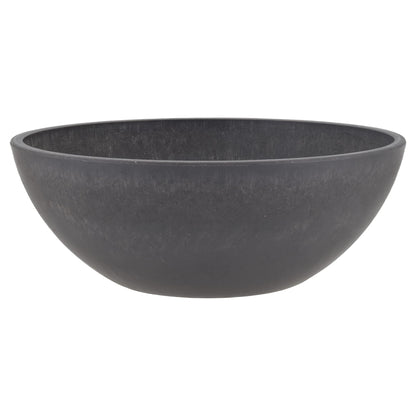 PSW Pot Collection M30DC 12-inch Plastic/Stone/Wood Composite Low Bowl Planter – No Drainage Hole (Drillable), Shallow Indoor/Outer Pot for Succulents, Bonsai, Fairy Gardens, Herbs, Dark Charcoal