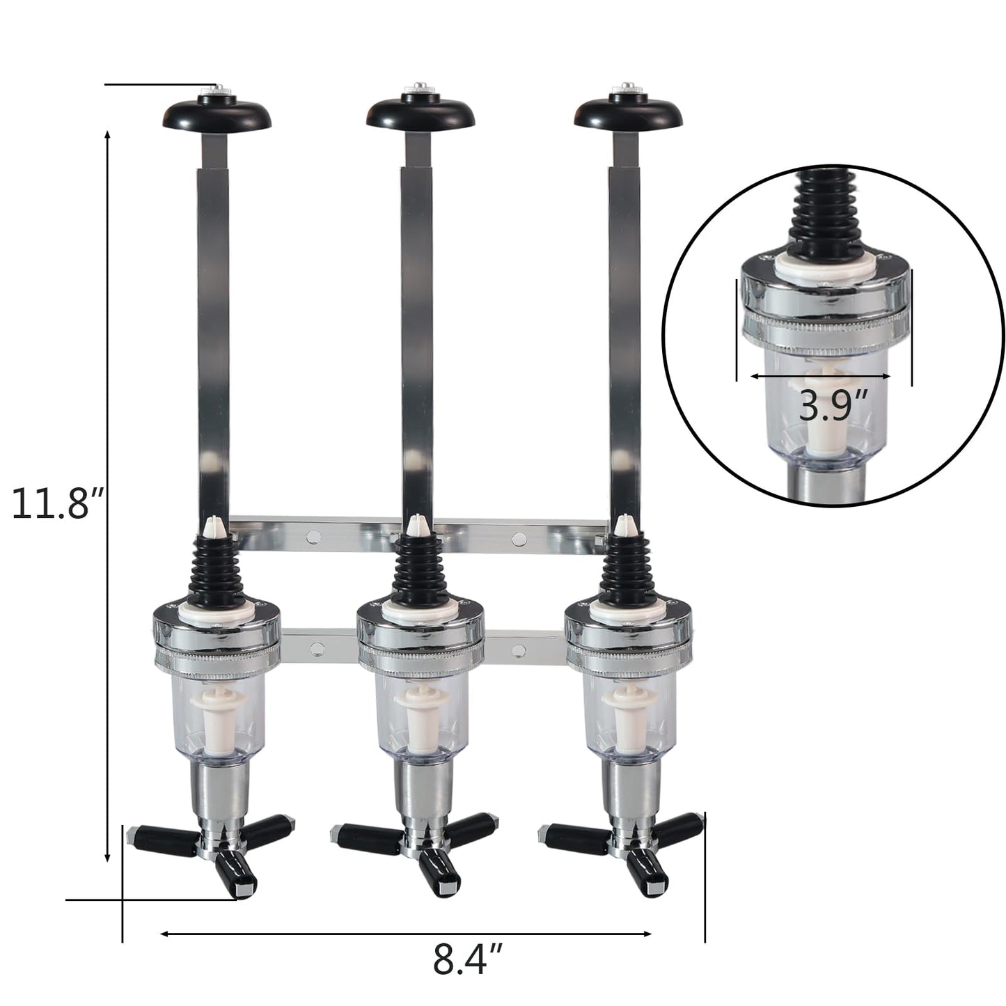 3 Bottle Wall Mounted Liquor Dispenser Bar Butler Bracket Solo Optic Spirit Wine Beer Alcohol Bottle Beverage Stand Revolving Nozzle Drinkware Set