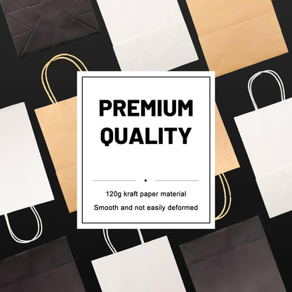 LIHOMR Gift Bags 8.25" X5.9 X3.15 100pcs Brown Kraft Paper Bag with Handles for Small Business Christmas Bulk, Wedding, Party Favor, Shopping, Lunch, Halloween Trick-or-Treat Bags