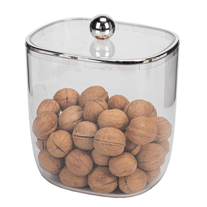 135oz Plastic Candy Dish with Lid for Office Desk, Cookie Storage Jar for Kitchen Counter, Plastic Apothecary Jar for Cotton Swabs, Balls, Cotton Pads, Floss Picks, Clear Lid, 4000ml