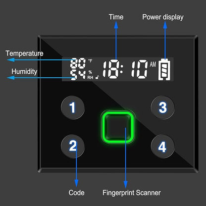 Biometric Slider Handgun Gun Safe with LCD Screen of Temp Humidity Time for Nightstand, Desk, Bed Side, Wall, Truck