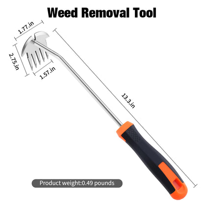 Weed Puller Tool, Portable Garden Weeder Tool, 2026 New Model Rubber Non-Slip Handle Stainless Steel 5-Teeth Weeding Tool, Garden Tools for Vegetable Gardening Backyard Farm Planting & Weeding Tool