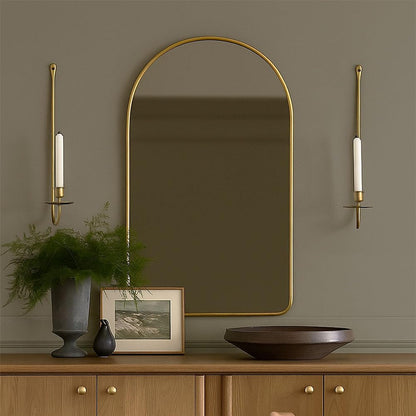 Remenna Wall Candle Holders Set of 2 Handcrafted Wrought Iron Sconces with Gold Finish, Easy to Install Modern Candle Holders for Living Room, Bedroom, Hallway, Wedding or Holiday Decor
