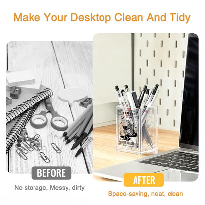 Mhfpl The Reader Acrylic Cosmetic Pencil Pen Holder Cup, Funny Bookworm Skeleton Theme Gifts for Bookworm Book Lover Reader Book Club Member College Student, Thank You Gifts for Librarian Teacher