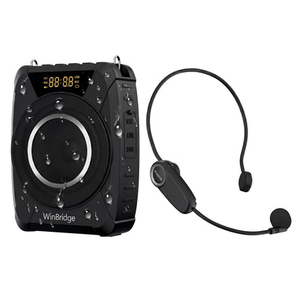 Voice Amplifier Wireless Microphone, 20W Portable PA System with Bluetooth & Headset Mic, Waterproof Portable Microphone and Speaker, Megaphone for Teachers, Classroom, Outdoor Events - M801