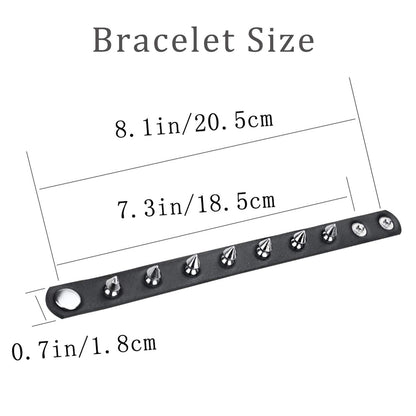 Leather Studded Bracelet Choker Punk Spike Rivet Cuff Metal Black Wristband