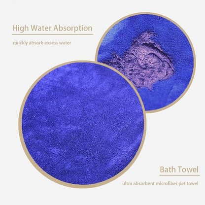 Super Absorbent Microfiber Dog Towels - Soft Pet Grooming Towel for Drying & Bathing Large, Medium or Small Dogs - 42.5" x 27.5" Perfect for Pet Shower & Pet Supplies! Blue