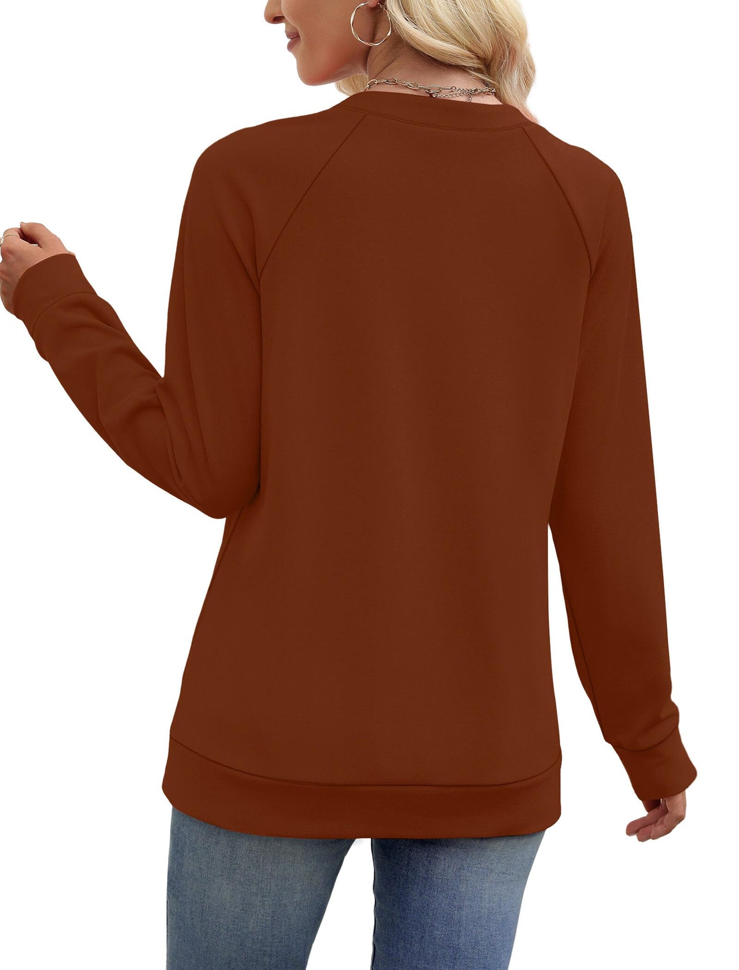 SAMPEEL Sweatshirts for Women V Neck Long Sleeve Shirts Lightweight Sweaters Fall Fashion Tops Outfits 2025