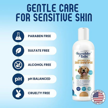 Organic Dog Shampoo - Puppy Oatmeal Shampoo for Itchy Skin Relief - Hypoallergenic for Sensitive Skin,for Dogs of All Ages,Deodorizes Smelly Dogs,Tearless,Made in USA, 16oz (Unscented)