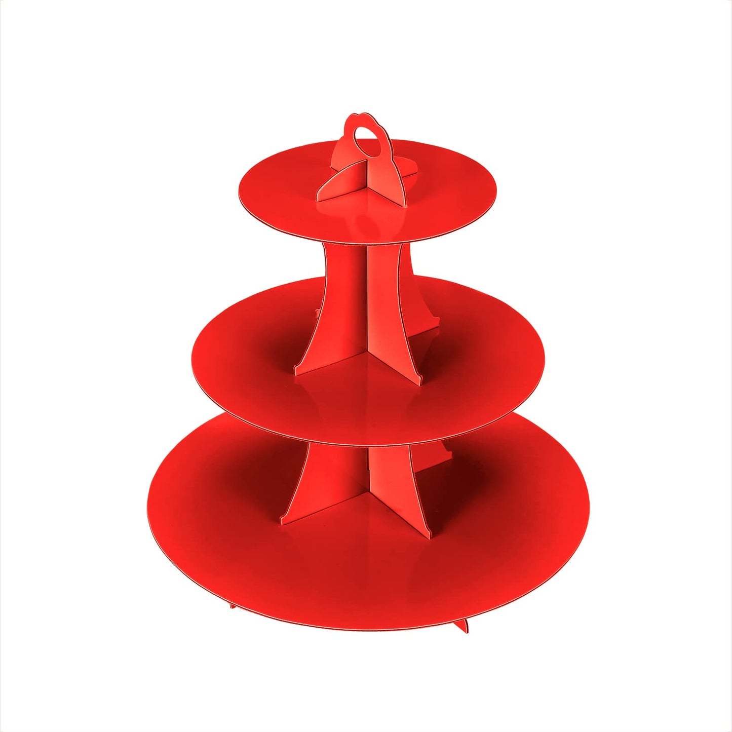 YLDW Cupcake Stand 2Pcs, 3-Tier Cupcake Stand Display, Cardboard Cup Cake Tower Stand, Disposable Dessert Stand for Birthday Tea Party Baby Shower Treat Decorations, Red