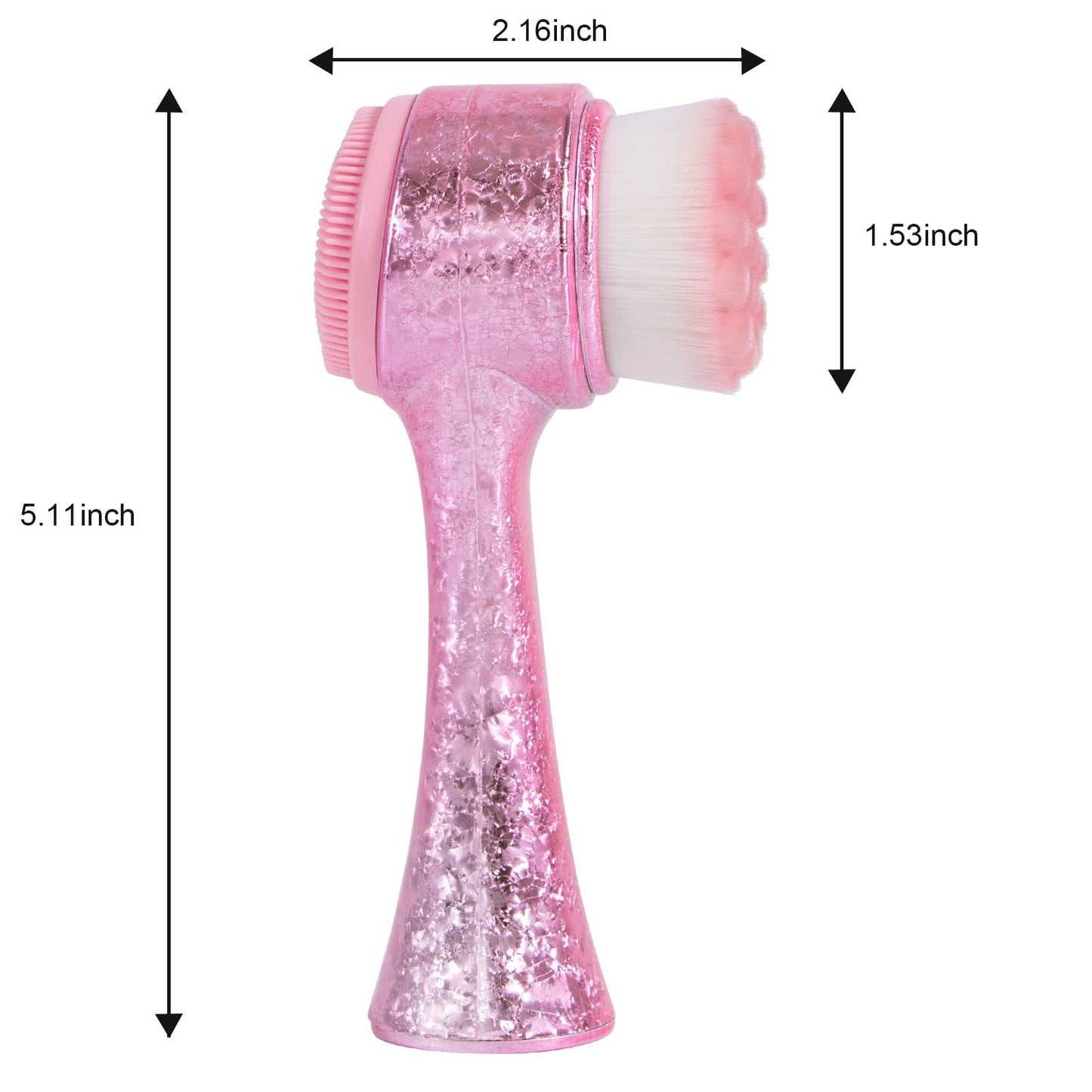 Face Brush 2 in 1, Facial Cleansing Exfoliating Scrubber Brush, Silicone Double Side Manual Face Wash Scrub Brush with Soft Bamboo Charcoal Fiber for Deep Pore Cleansing, Massaging, Skin Care