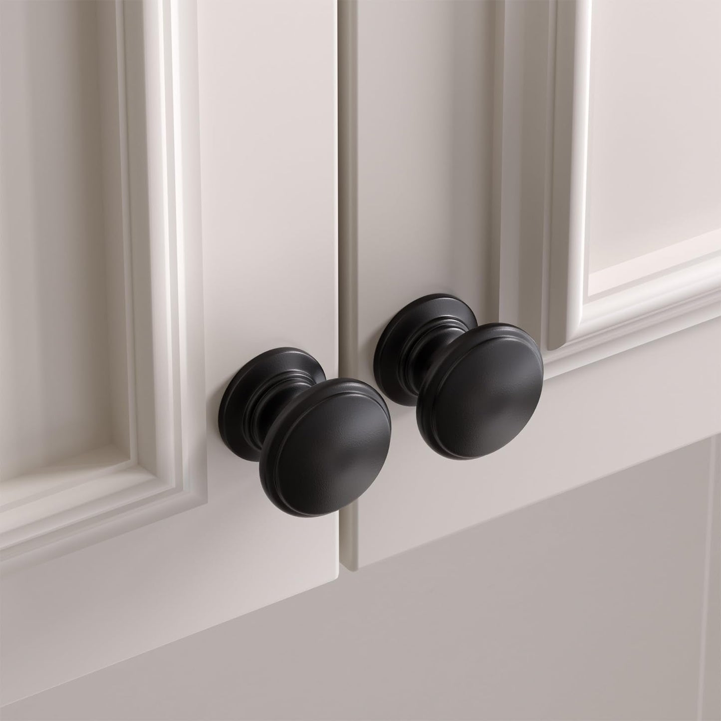 Goldenwarm 10 Pack Cabinet Knobs Black Cabinet Knobs Round Black Drawer Pulls Zinc Alloy Hardware for Dresser Drawer 1-1/5 Inch Diameter