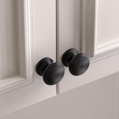 Goldenwarm 10 Pack Cabinet Knobs Black Cabinet Knobs Round Black Drawer Pulls Zinc Alloy Hardware for Dresser Drawer 1-1/5 Inch Diameter