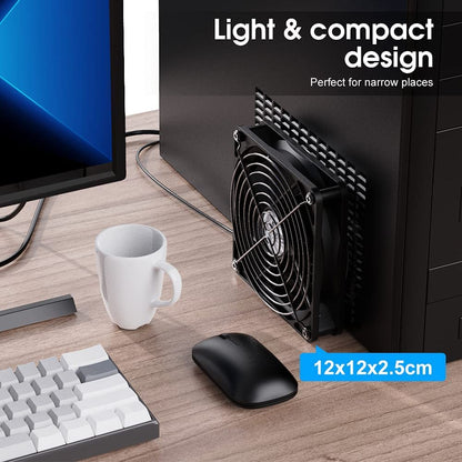 ELUTENG 120mm Fan With 3 Speed 5V USB Powered Case Fan 1500PRM Gaming PC Portable Cooling Suitable for Tablet TV Receiver Router DVR Play Station Xbox Computer and More