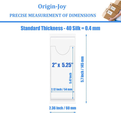 Origin-Joy 25 PCS Self-Adhesive Index Label Pockets, Clear Plastic Peel & Stick Card Holders with Top Open for Loading (2 x 5.25 inch)