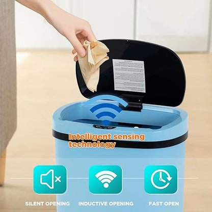 PayLessHere | 13 Gallon Plastic Trash Can | Blue | Automatic Touchless Lid with Motion Sensor | Kitchen Garbage Can with Waterproof Design | for Home, Office, Bathroom | Pack of 1